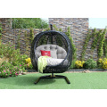 Elegante Hamac De Rattan Sintético - Cadeira Swing Com Forma Redonda Para Jardim Ao Ar Livre Mobília De Vime Patio